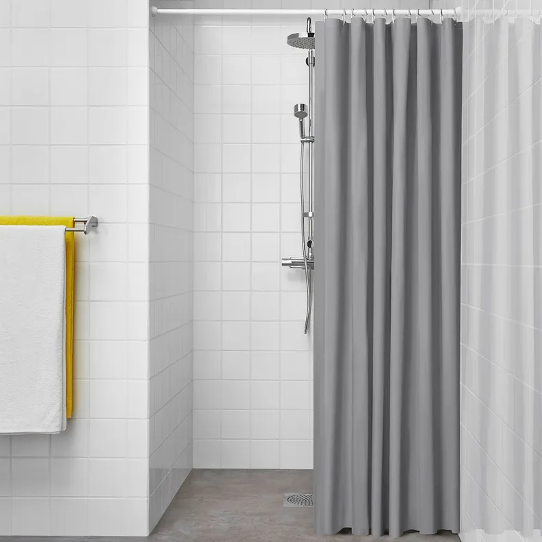 IKEA LUDDHAGTORN ЛУДДХАГТОРН, штора для ванной, серый, 180x200 см 105.574.23 фото №2