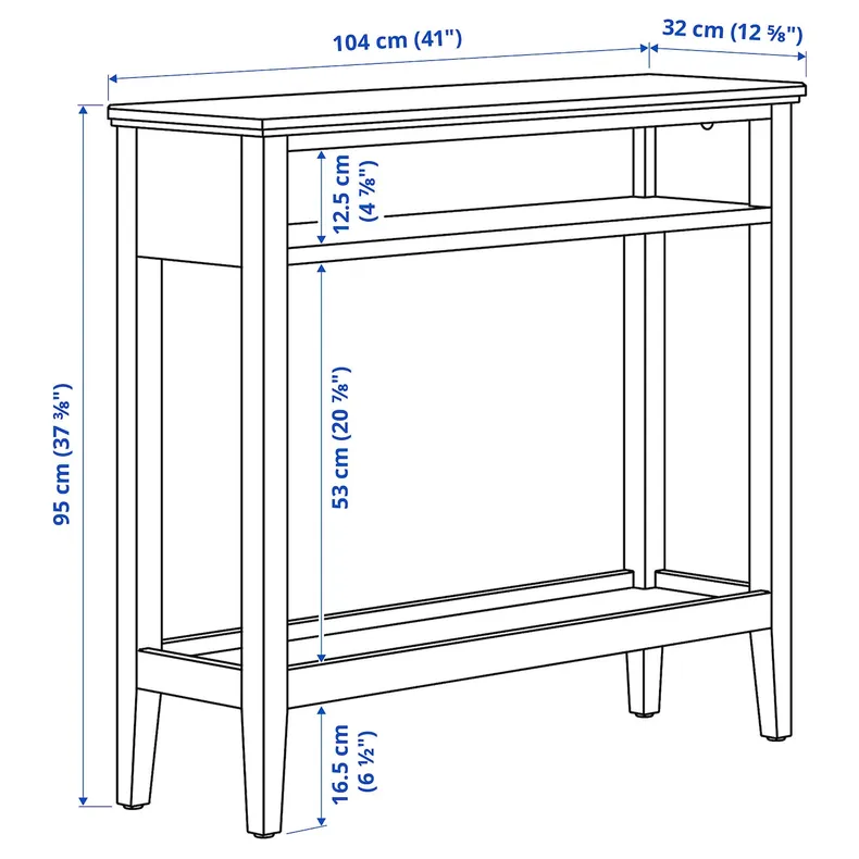 IKEA IDANÄS ИДАНЭС, консольный стол, тёмно-коричневый с пятнами, 104x32x95 см 504.878.76 фото №4