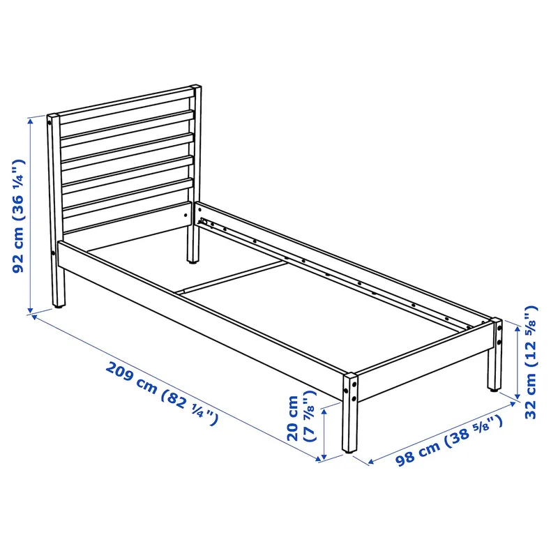 IKEA TARVA ТАРВА, каркас кровати, белое пятно, 90x200 см 005.862.04 фото №3