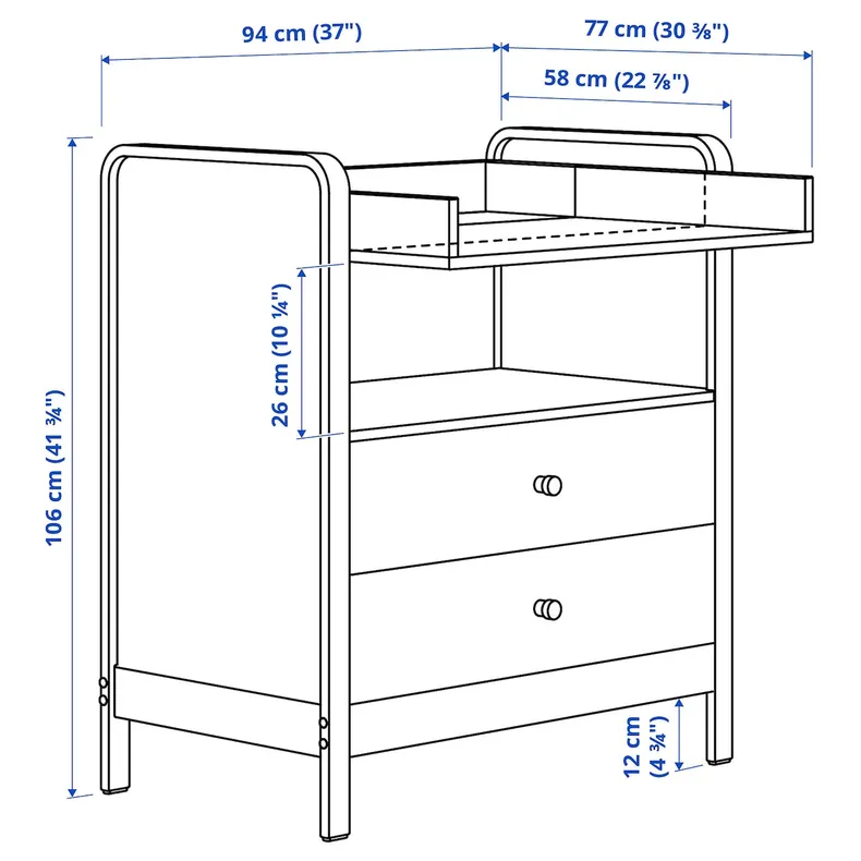 IKEA ÄLSKVÄRD ЕЛЬСКВЕРД, пеленальний стіл/комод, береза/білий 804.666.79 фото №7