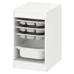 IKEA TROFAST ТРУФАСТ, комб д/збер з коробкою/лотками, білий сірий/білий, 34x44x56 см 495.332.90 фото