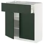 IKEA METOD МЕТОД / MAXIMERA МАКСИМЕРА, напольный шкаф с ящиком/2дверцами, белый/Гавсторп темно-зеленый, 80x37 см 995.573.11 фото