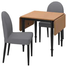 IKEA DANDERYD ДАНДЕРЮД / DANDERYD ДАНДЕРЮД, стіл+2 стільці, сосна чорна / віссл сірий, 74 / 134x80 см 094.839.37 фото