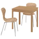 IKEA EKEDALEN ЭКЕДАЛЕН / ÄLVSTA ЭЛЬВСТА, стол и 2 стула, дуб / ротанг хром, 80 / 120 см 395.711.74 фото thumb №1