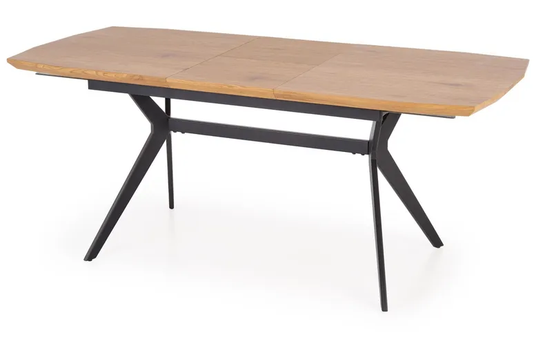 Обеденный стол раскладной HALMAR GUSTAVO 140-180x80 см - золотой дуб, ножки - черные фото №11
