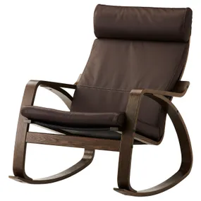 IKEA POÄNG ПОЭНГ, кресло-качалка, коричневый / грязный темно-коричневый 494.293.02 фото
