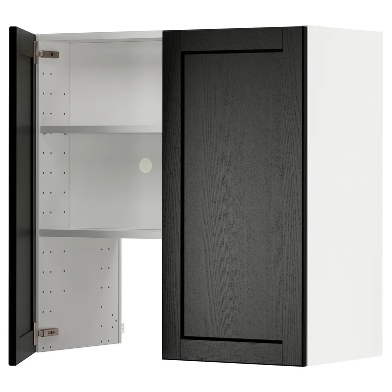 IKEA METOD МЕТОД, навесной шкаф д / вытяжки / полка / дверь, белый / Лерхиттан с черными пятнами, 80x80 см 595.043.48 фото №1