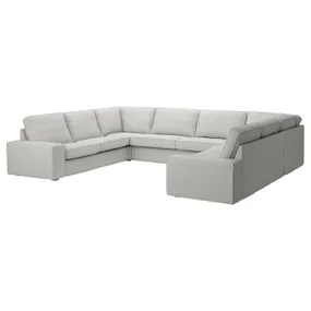 IKEA KIVIK КИВИК, 7-местный п-образный диван, Талмира белая/черная 995.277.10 фото