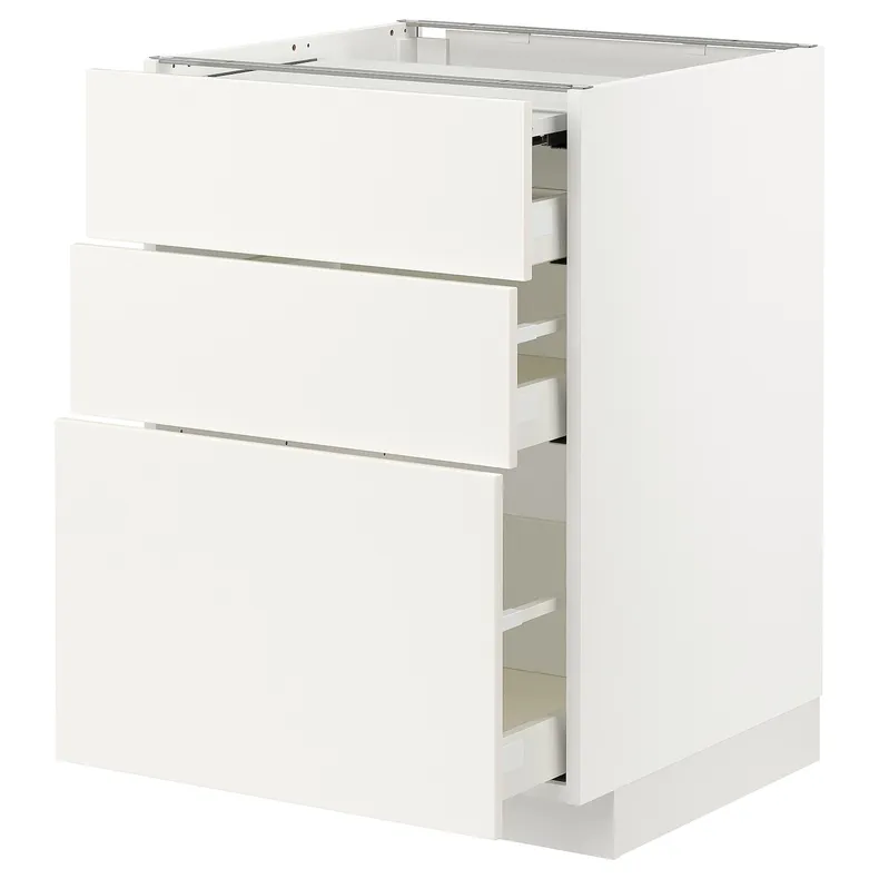 IKEA METOD МЕТОД / MAXIMERA МАКСИМЕРА, напольный шкаф с выдвиж панелью / 3ящ, белый / белый, 60x60 см 294.191.44 фото №1