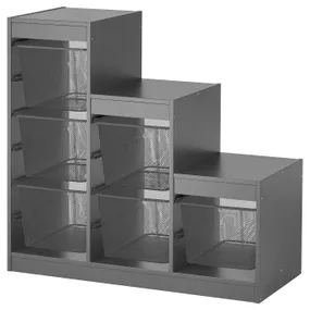 IKEA TROFAST ТРУФАСТ, комбинация д/хранения+контейнеры, серый/темно-серый, 99x44x94 см 995.268.57 фото