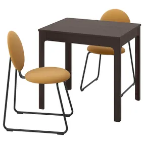 IKEA EKEDALEN ЭКЕДАЛЕН / MÅNHULT МОНХУЛЬТ, стол и 2 стула, Темно-коричневый / Хакебо медово-коричневый, 80 / 120 см 395.060.13 фото
