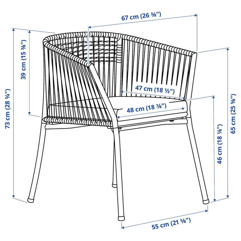 IKEA SEGERÖN СЕГЕРЕН, крісло з підлокітниками, вуличне, білий / бежевий / бежевий Фрессон / Дувхольмен 994.948.42 фото №6