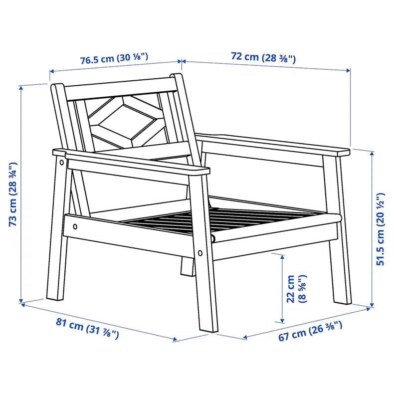 IKEA BONDHOLMEN БОНДХОЛЬМЕН, крісло, вуличне, білий/бежевий 605.581.61 фото №5