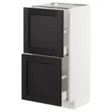IKEA METOD МЕТОД, напольный шкаф с 2 ящиками, белый / Лерхиттан с черными пятнами, 40x37 см 492.573.72 фото thumb №1