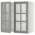 IKEA METOD МЕТОД, навесной шкаф / полки / 2стеклян двери, белый / бодбинский серый, 80x80 см 493.949.58 фото thumb №1