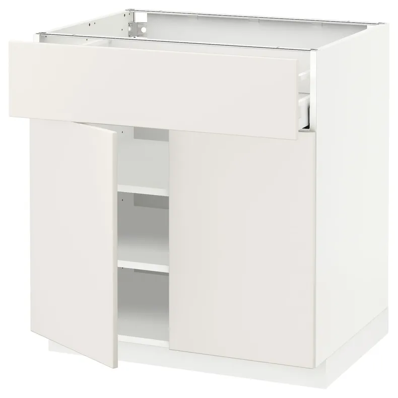 IKEA METOD МЕТОД / MAXIMERA МАКСИМЕРА, напольный шкаф с ящиком / 2дверцами, белый / белый, 80x60 см 494.557.44 фото №1