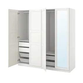 IKEA PAX ПАКС / TYSSEDAL ТІССЕДАЛЬ, гардероб, комбінація, білий / дзеркальний, 200x60x201 см 893.958.14 фото