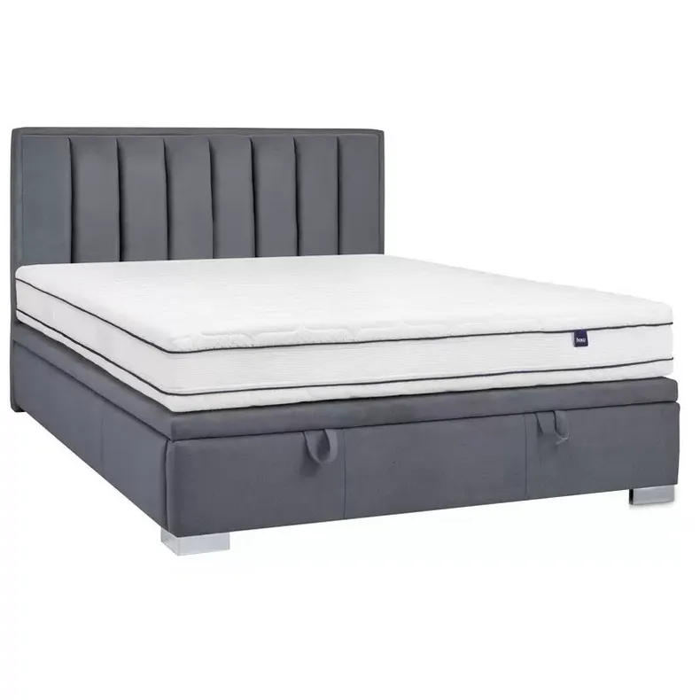 Кровать двуспальная бархатная SIGNAL MARANI, 160x200 см Bluvel 14 - серый фото №1