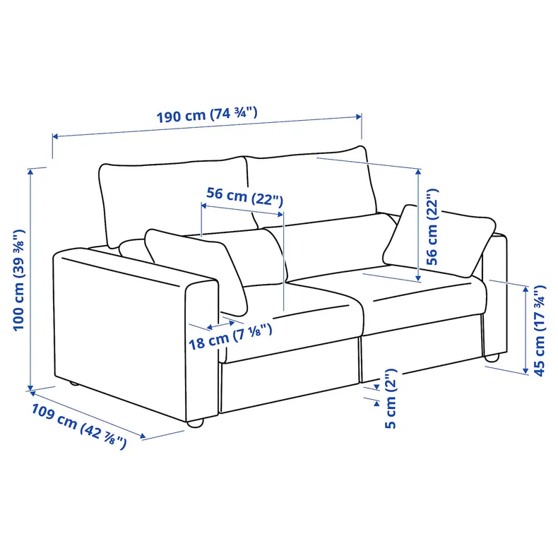 IKEA ESKILSTUNA ЕСКІЛЬСТУНА, 2-місний диван, Горючий антрацит 695.201.83 фото №9