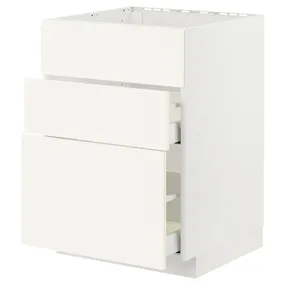 IKEA METOD МЕТОД / MAXIMERA МАКСІМЕРА, підлог шафа д / плит / вб витяжк з шухл, білий / ВАЛЛЬСТЕНА білий, 60x60 см 195.071.84 фото
