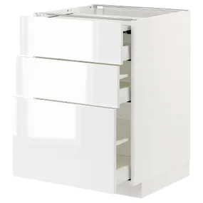 IKEA METOD МЕТОД / MAXIMERA МАКСИМЕРА, напольный шкаф с выдвиж панелью / 3ящ, белый / Рингхульт белый, 60x60 см 694.338.07 фото