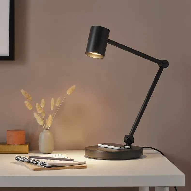IKEA NYMÅNE НЮМОНЕ, робоча лампа з функц бездрот зарядж, антрацит 904.777.43 фото №2