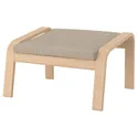IKEA POÄNG ПОЭНГ, кресло с табуретом для ног, Шпон дуба, окрашенный в белый / бежевый цвет 494.842.75 фото thumb №5