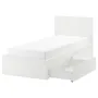 IKEA MALM МАЛЬМ, каркас кровати+2 кроватных ящика, белый / Лурой, 90x200 см 290.115.07 фото