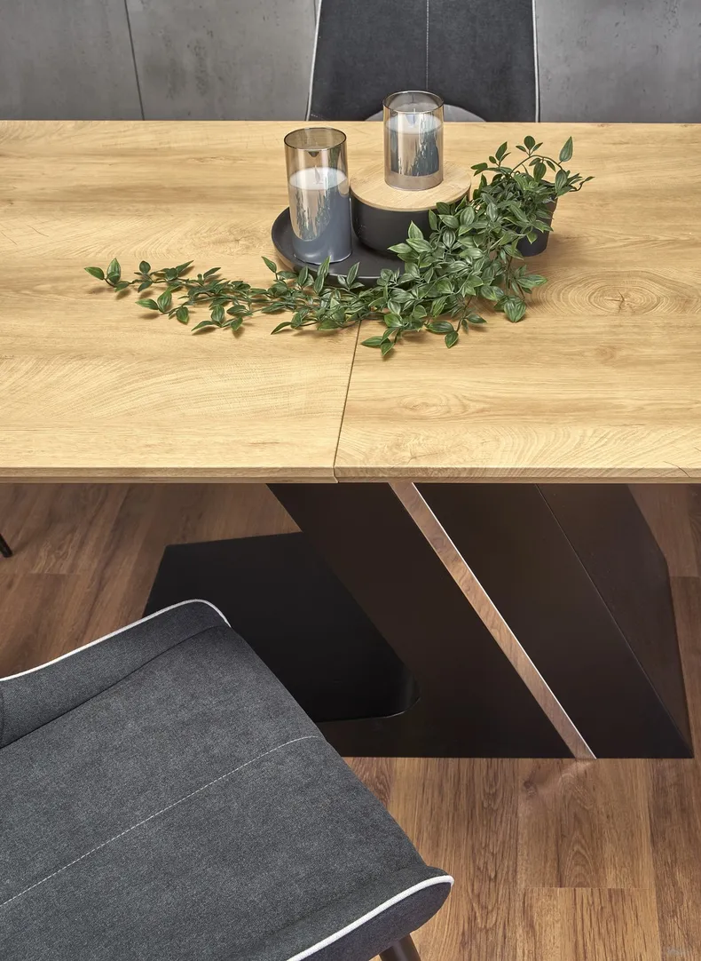 Кухонний стіл розкладний HALMAR FERGUSON 160-220x90 см, стільниця - натуральний дуб, ніжки - чорні фото №14