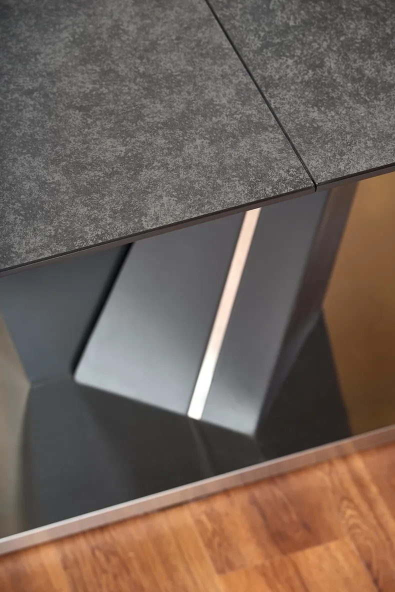 Обеденный стол раскладной HALMAR SALVADOR 160-200x90 см, столешница - темно-серый, ножки - темно-серые фото №8