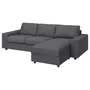 IKEA VIMLE ВІМЛЕ, 3-місний диван із кушеткою, з широкими підлокітниками ГУННАРЕД / класичний сірий 994.012.92 фото