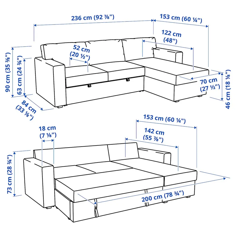 IKEA BÅRSLÖV БОРСЛЁВ, 3-местный диван-кровать с козеткой, Тибблби бежевый / серый 805.415.94 фото №7