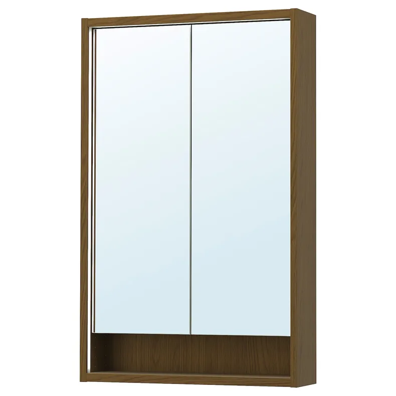 IKEA FAXÄLVEN ФАКСЭЛВЕН, зеркальный шкаф с подсветкой, коричневая имитация дуб, 60x15x95 см 895.167.07 фото №1