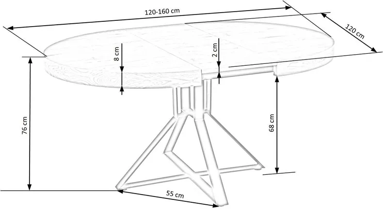 Обідній стіл розкладний HALMAR MERCY 120-160x120 см, стільниця - дуб золотий, ніжки - чорні фото №11