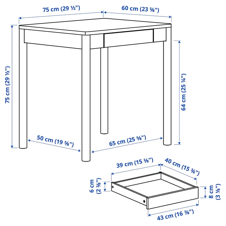 IKEA TONSTAD ТОНСТАД, письменный стол, крем, 75x60 см 305.382.02 фото №2