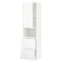 IKEA METOD МЕТОД / MAXIMERA МАКСИМЕРА, высокий шкаф д / СВЧ / дверца / 2ящика, белый / Воксторп матовый белый, 60x60x220 см 694.576.57 фото