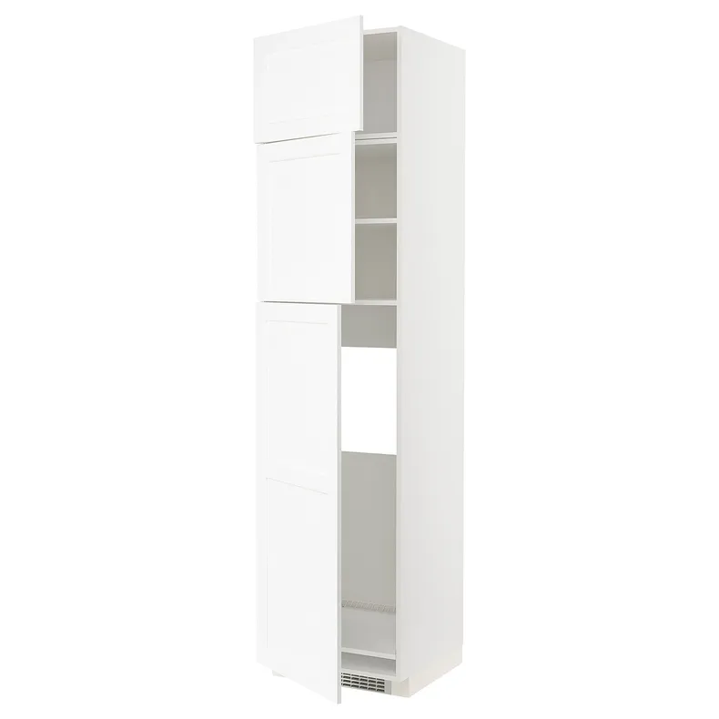 IKEA METOD МЕТОД, высокий шкаф д / холодильника / 3дверцы, белый Энкёпинг / белая имитация дерева, 60x60x240 см 094.735.37 фото №1