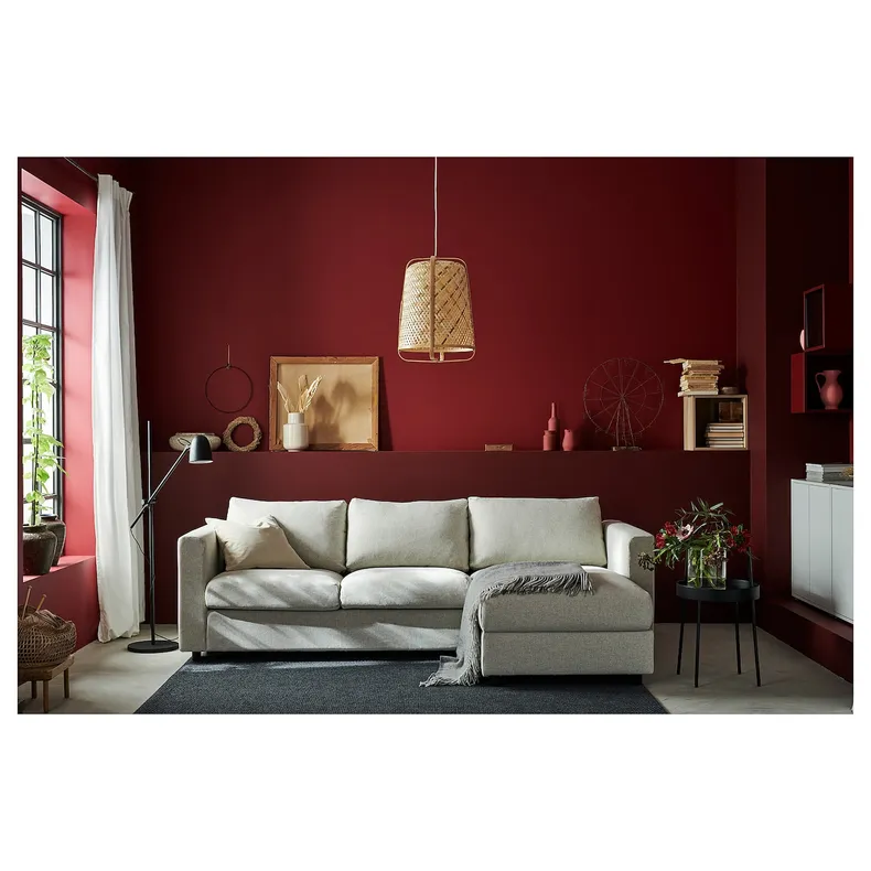 IKEA VIMLE ВІМЛЕ, 3-місний диван, з шезлонгом / Gunnared бежевий 993.991.09 фото №11