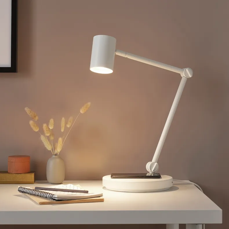 IKEA NYMÅNE НЮМОНЕ, робоча лампа з функц бездрот зарядж, білий 104.486.03 фото №2