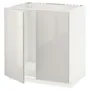 IKEA METOD МЕТОД, підлогова шафа для мийки+2 дверцят, білий / Ringhult світло-сірий, 80x60 см 494.599.35 фото