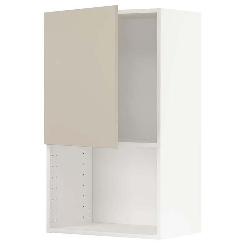 IKEA METOD МЕТОД, навесной шкаф для СВЧ-печи, белый / гавсторпский бежевый, 60x100 см 494.679.02 фото №1