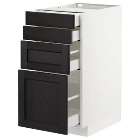 IKEA METOD МЕТОД / MAXIMERA МАКСИМЕРА, напольн шкаф 4 фронт панели / 4 ящика, белый / Лерхиттан с черными пятнами, 40x60 см 492.568.05 фото