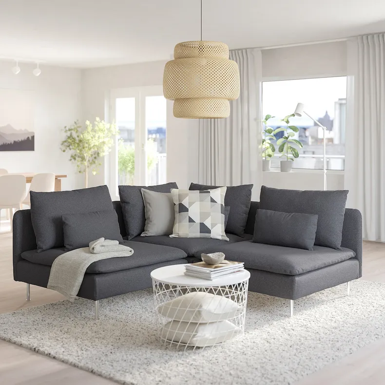 IKEA SÖDERHAMN СЕДЕРХАМН, кутовий диван, 3-місний, Гарматний середньо-сірий 295.280.77 фото №2
