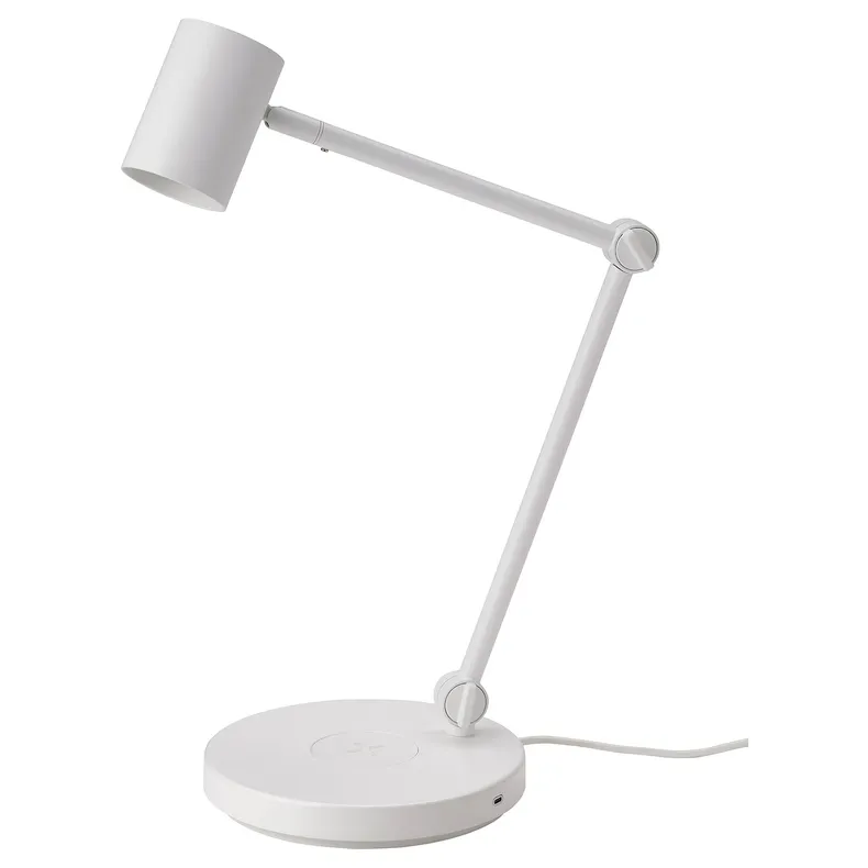 IKEA NYMÅNE НЮМОНЕ, робоча лампа з функц бездрот зарядж, білий 104.486.03 фото №1