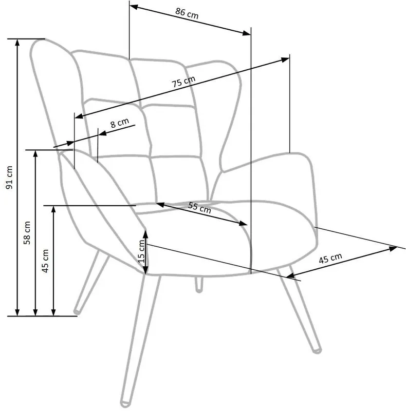 Мягкое кресло HALMAR TYRION, серый фото №10