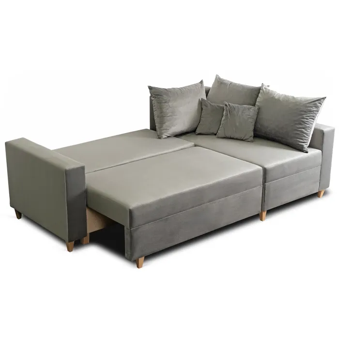 Угловой диван бархатный MEBEL ELITE MARKUS Velvet, 238 см, серый (правый) фото №13