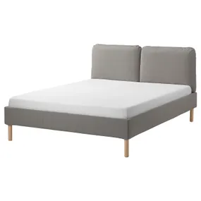 IKEA SAGESUND САГЕСУНД, каркас кровати с обивкой, Коричневый цвет / Лёнсет, 160x200 см 194.965.00 фото