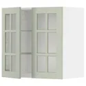 IKEA METOD МЕТОД, навесной шкаф / полки / 2стеклян двери, белый / светло-зеленый, 60x60 см 494.864.82 фото thumb №1