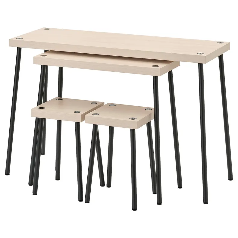 IKEA FRIDNÄS ФРІДНЕС, модульний стіл з табуретами, 4предм, чорний/під березу 705.042.76 фото №1