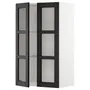 IKEA METOD МЕТОД, настінна шафа, полиці / 2 склх дверц, білий / ЛЕРХЮТТАН чорна морилка, 60x100 см 094.680.36 фото